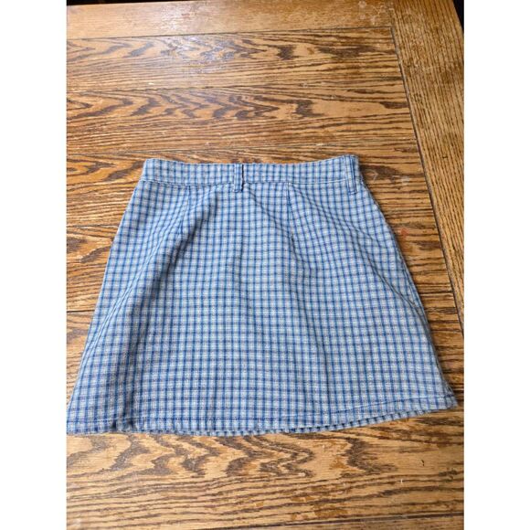 Reformation Cher mini Valley  plaid denim skirt Sz 27 - Picture 4 of 4